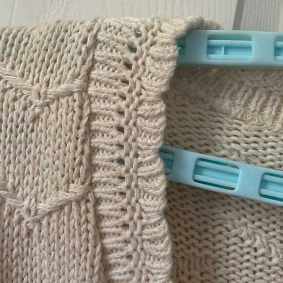 Vintage Womens Cardigan XL Ivory 70s 80s Long Sleeve V-Neck Textured David Brett - Picture 5 of 12